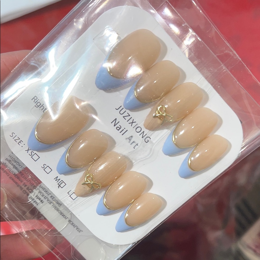 Blue and Nude Nail Set - Picture 3 of 3